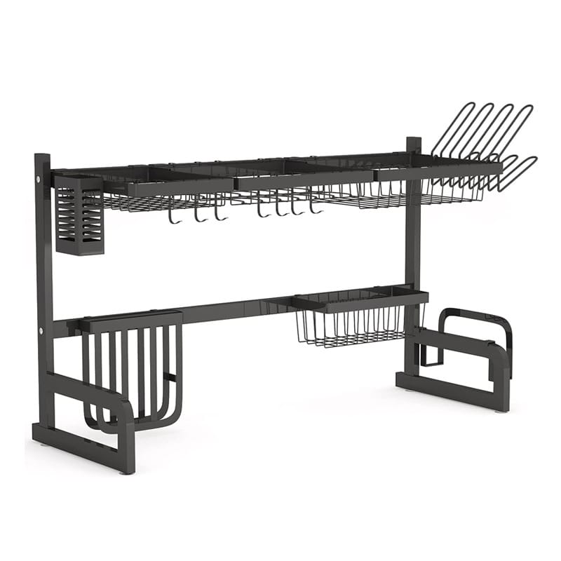 Expandable 201 Stainless Steel Kitchen Sink Dish Drying Rack for Bowl, Plate and Chopstick Storage
